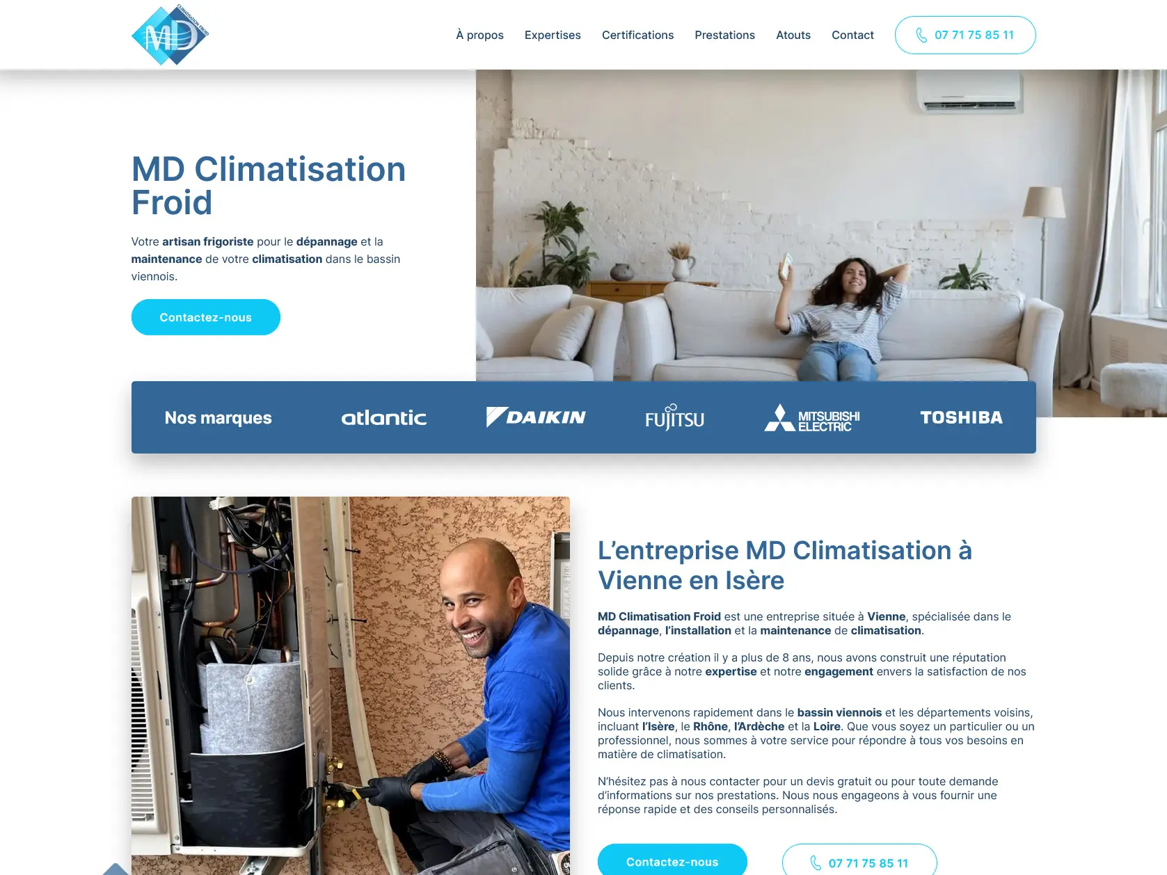 Aperçu du site MD Climatisation Froid