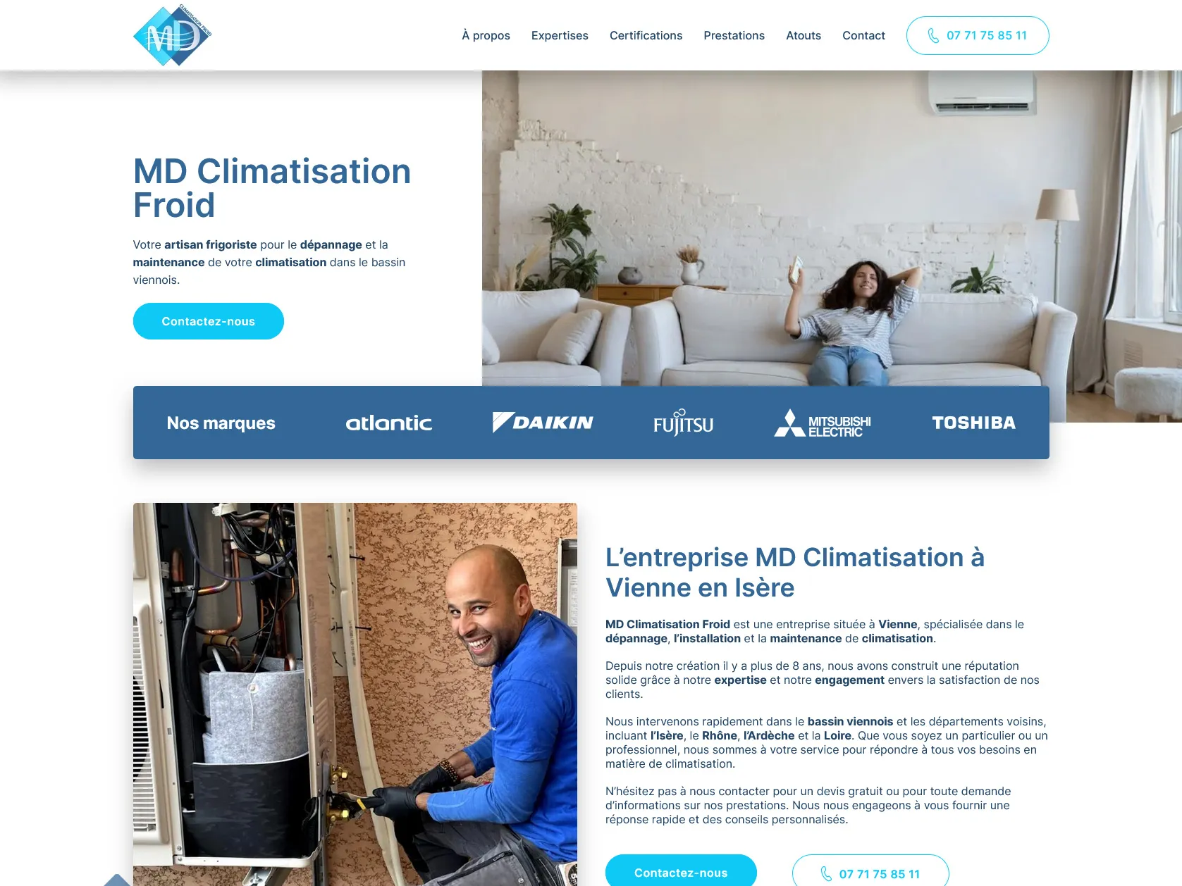 Aperçu du site MD Climatisation Froid
