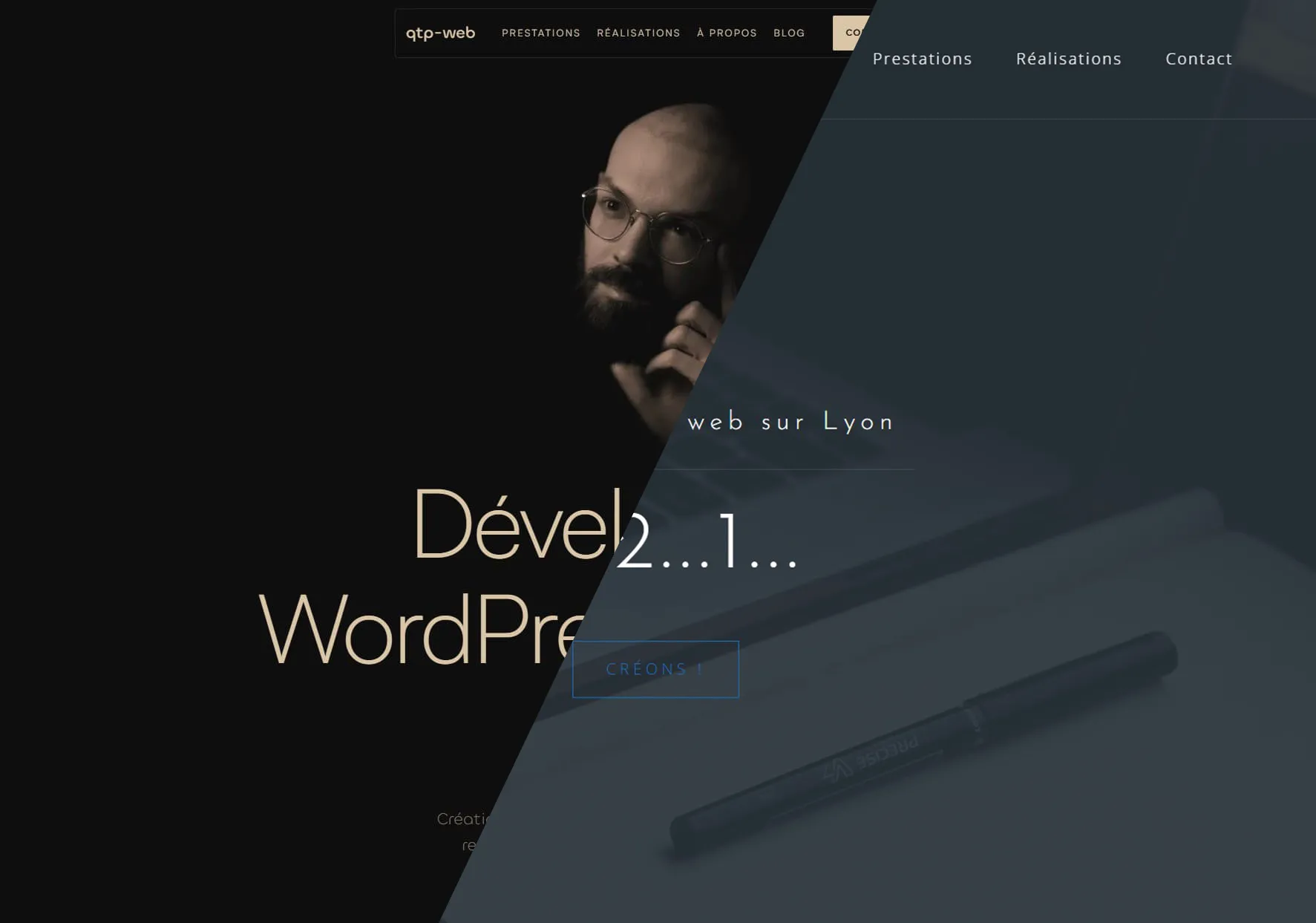 Capture d'écran du nouveau site qtp-web.fr